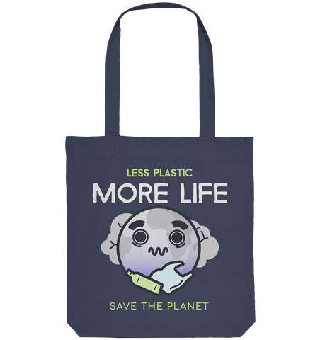 Faire Einkaufstasche | nachhaltiger Bio Jutebeutel | Plastikwelt (Mitternachtsblau) | Phaedera UG