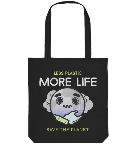 Faire Einkaufstasche | nachhaltiger Bio Jutebeutel | Plastikwelt (Schwarz) | Phaedera UG
